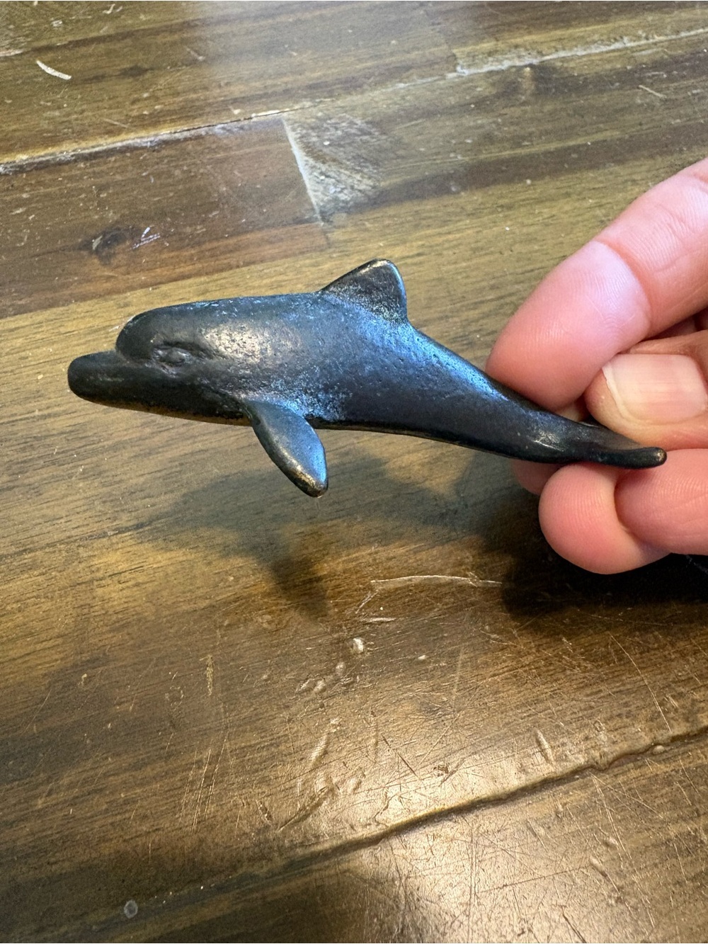 Vintage Dolphin Paper Weight Trinket Miniature Figurine Brass Cast Small